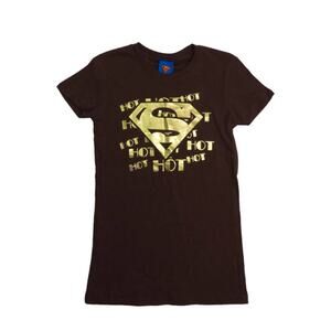 Superman Superwoman Brown And Gold Graphic Logo Tee Women's T-Shirt Medium NWT